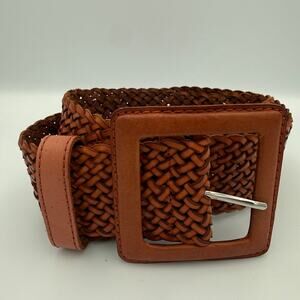 NWOT Banana Republic Woven Belt Women's Small Brown Genuine Leather Classic Boho